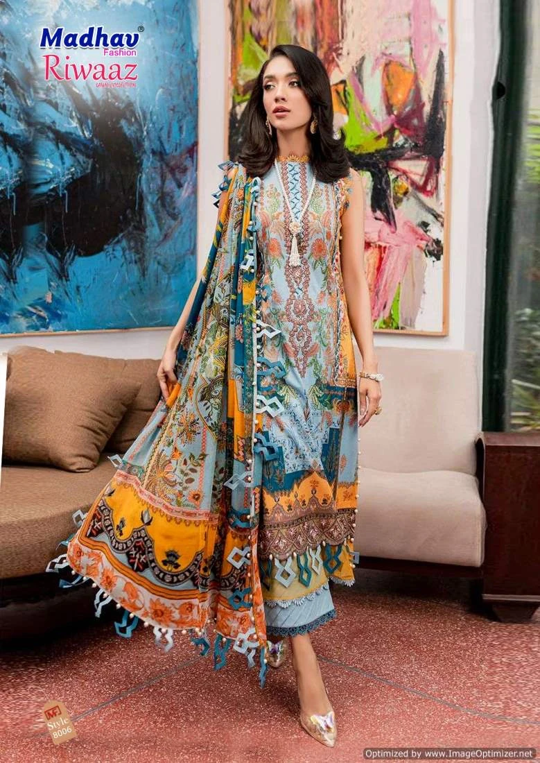 Madhav Riwaaz Vol 8 Cotton Wholesale Readymade Pakistani Salwar Suit Catalog — Wholesale Salwar Suits, MPA wholesale from Surat — view 6